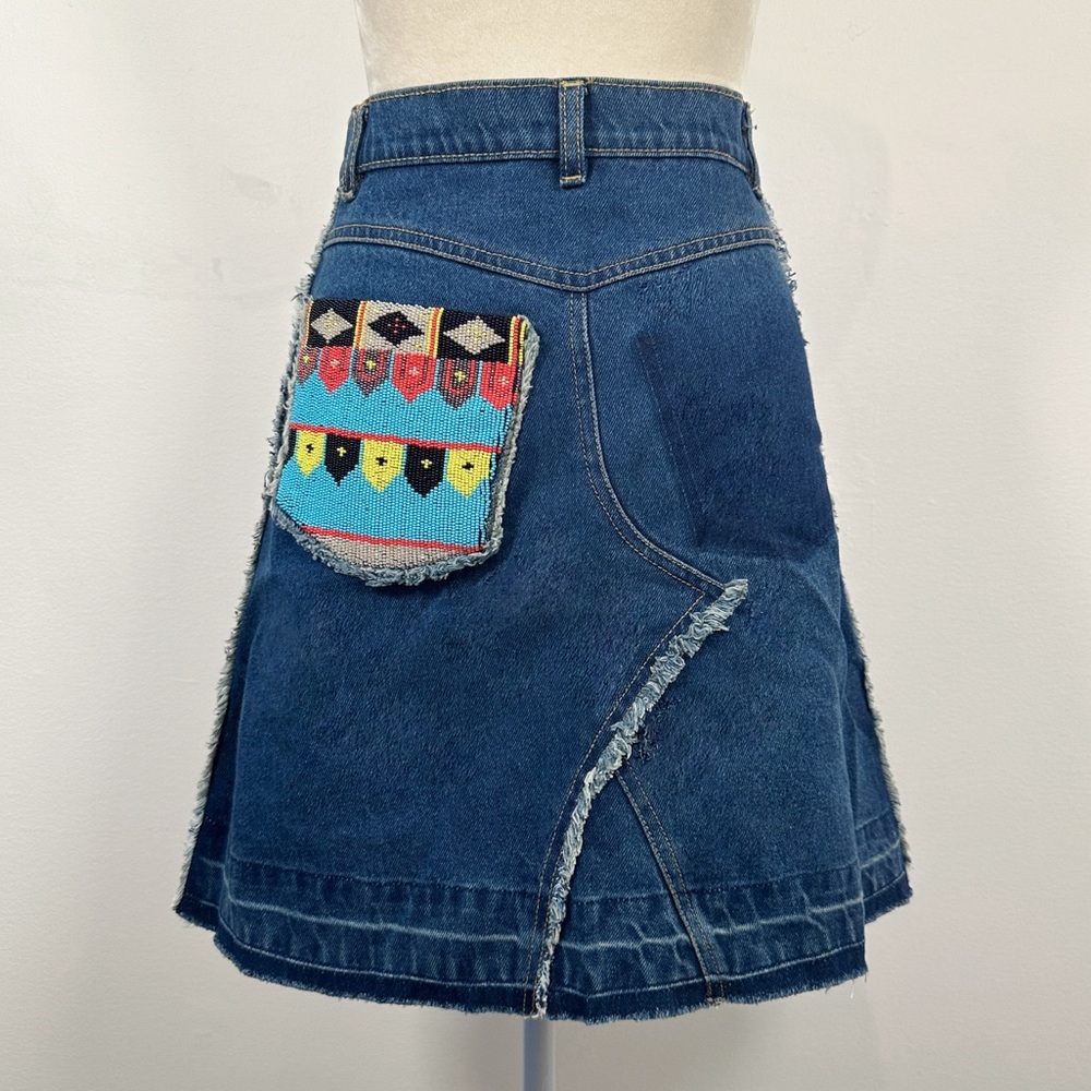 Italy Denim Beaded Mini Skirt I Pinco Pallino 1950– S - Picture 2 of 6